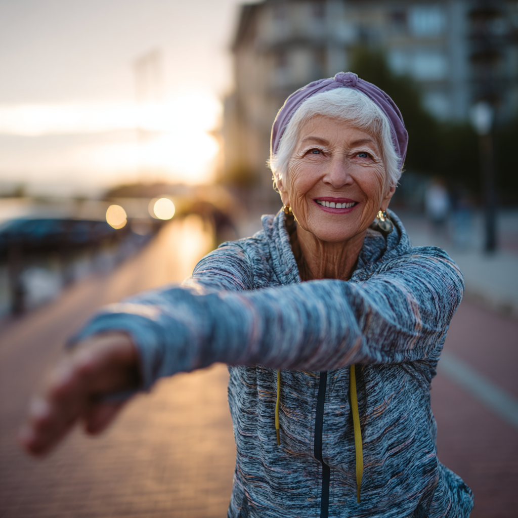Професійний фізіотерапевт європейської зовнішності працює з літнім пацієнтом, демонструючи правильну техніку вправ для суглобів